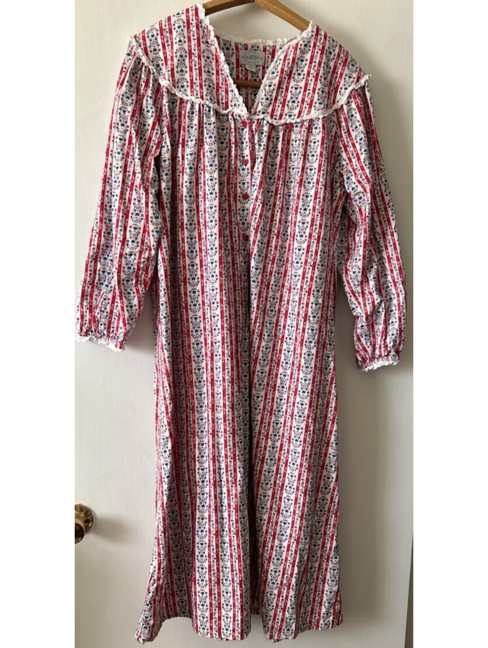 Lanz of Salzburg Tyrolean Flannel Nightgown M Storybook Cottagecore Folk Trad